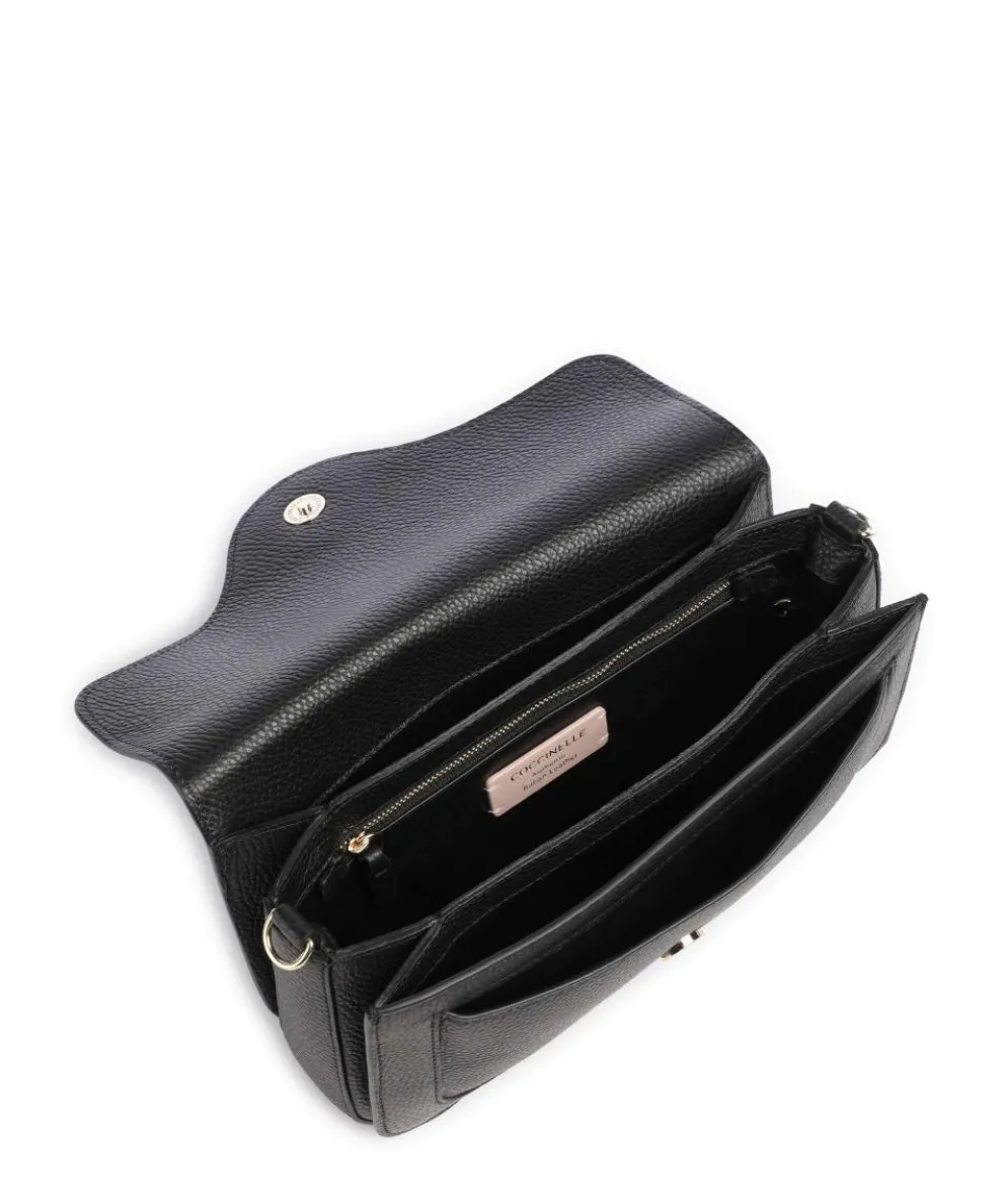 C-Me Umhängetasche genarbtes Rindsleder schwarz