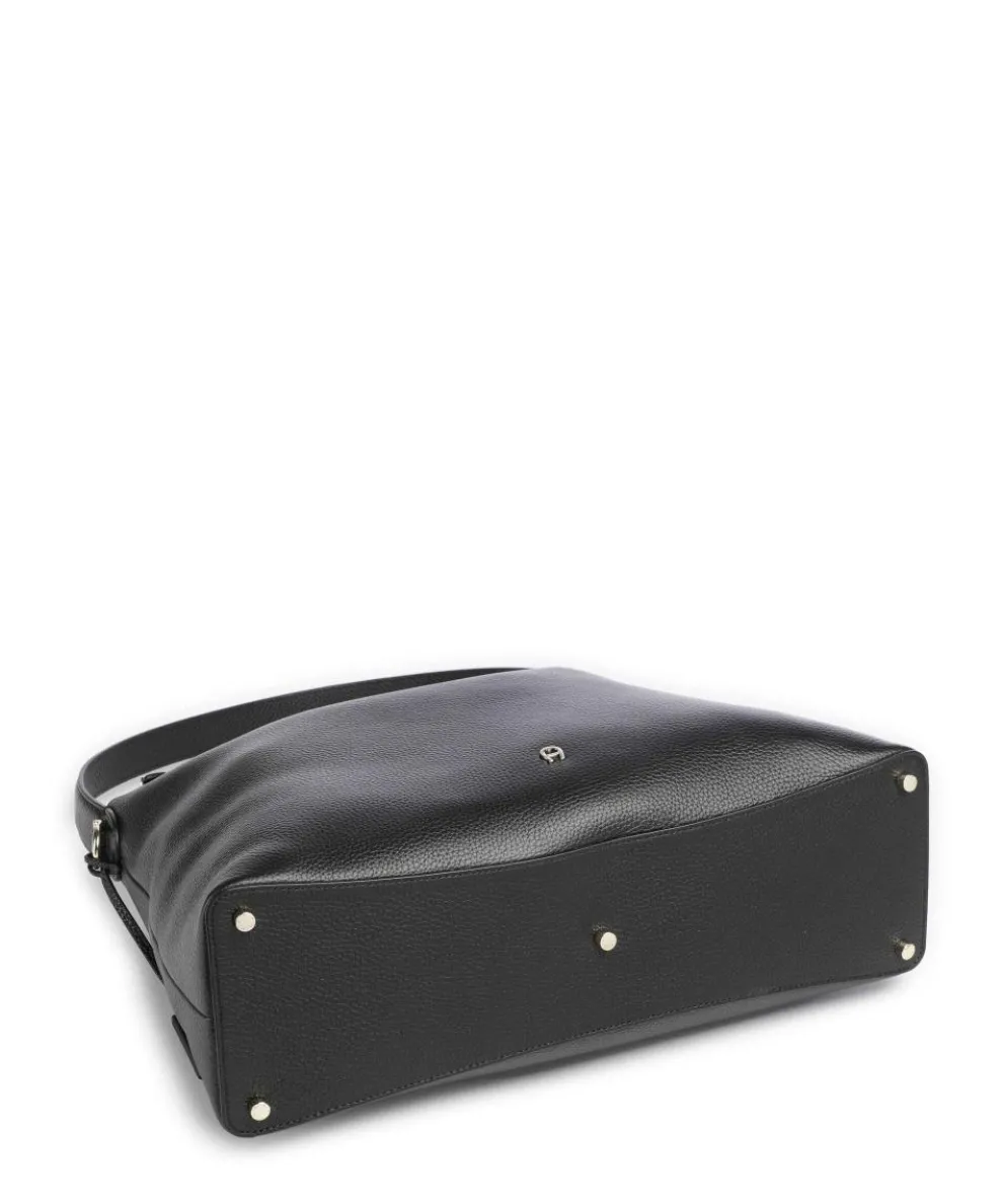 Delia L Beuteltasche genarbtes Rindsleder schwarz