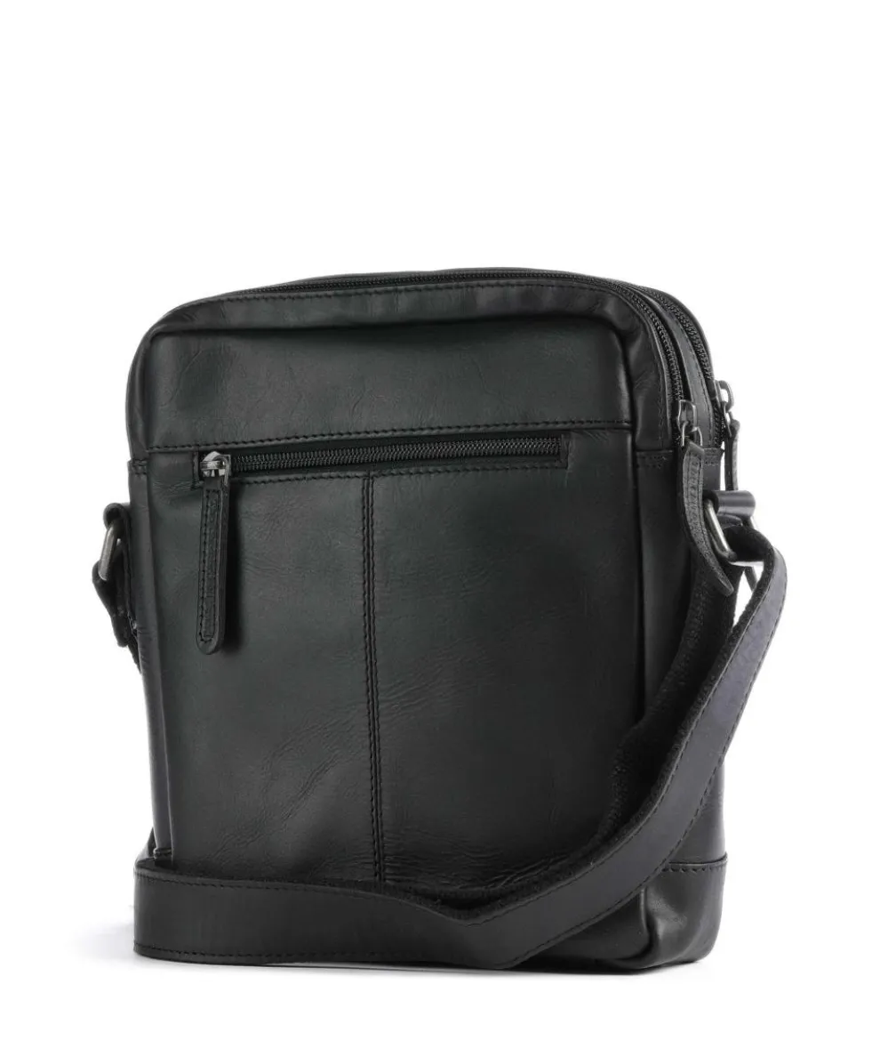 Cow Wax Pull Up Arnhem Umhängetasche fein genarbtes Leder schwarz