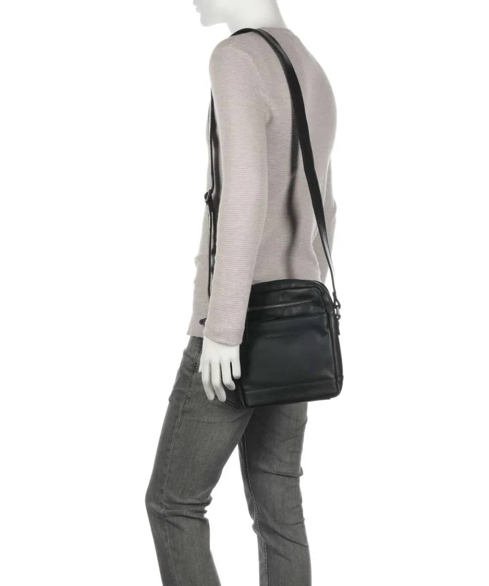 Cow Wax Pull Up Arnhem Umhängetasche fein genarbtes Leder schwarz