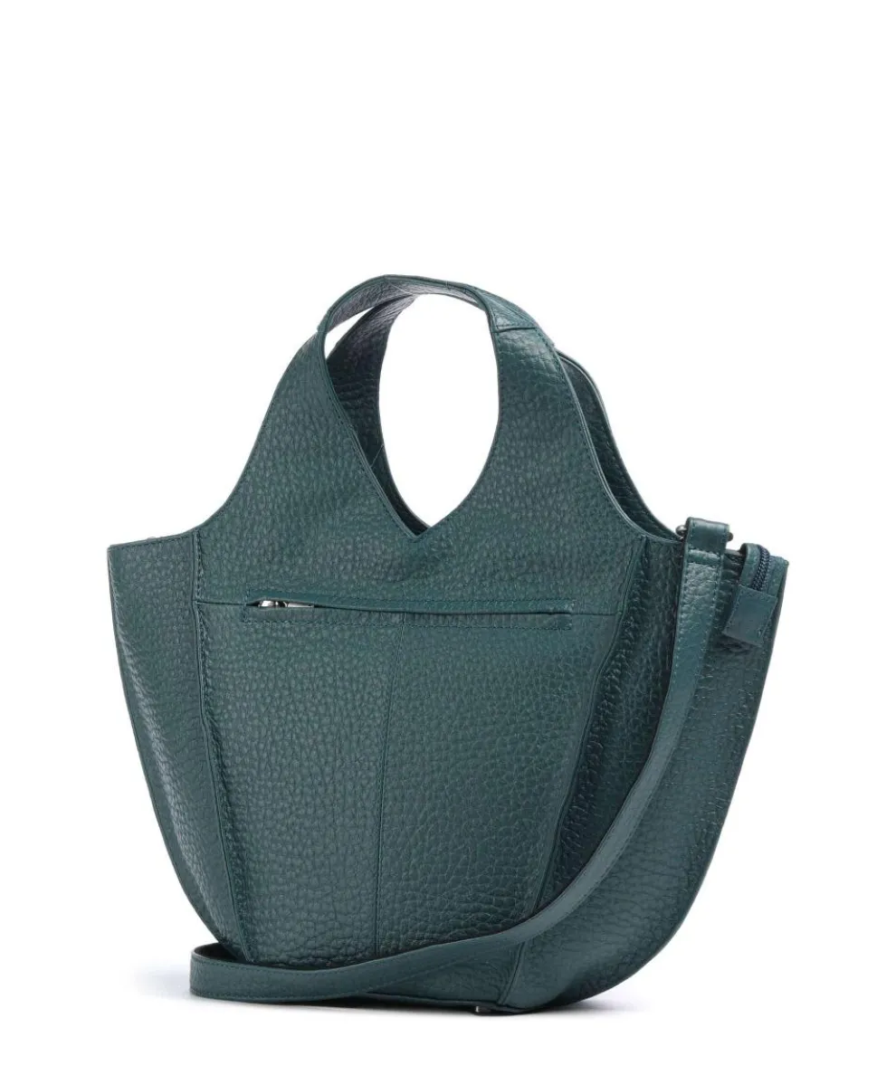 Hirsch Jela Handtasche genarbtes Leder petrol