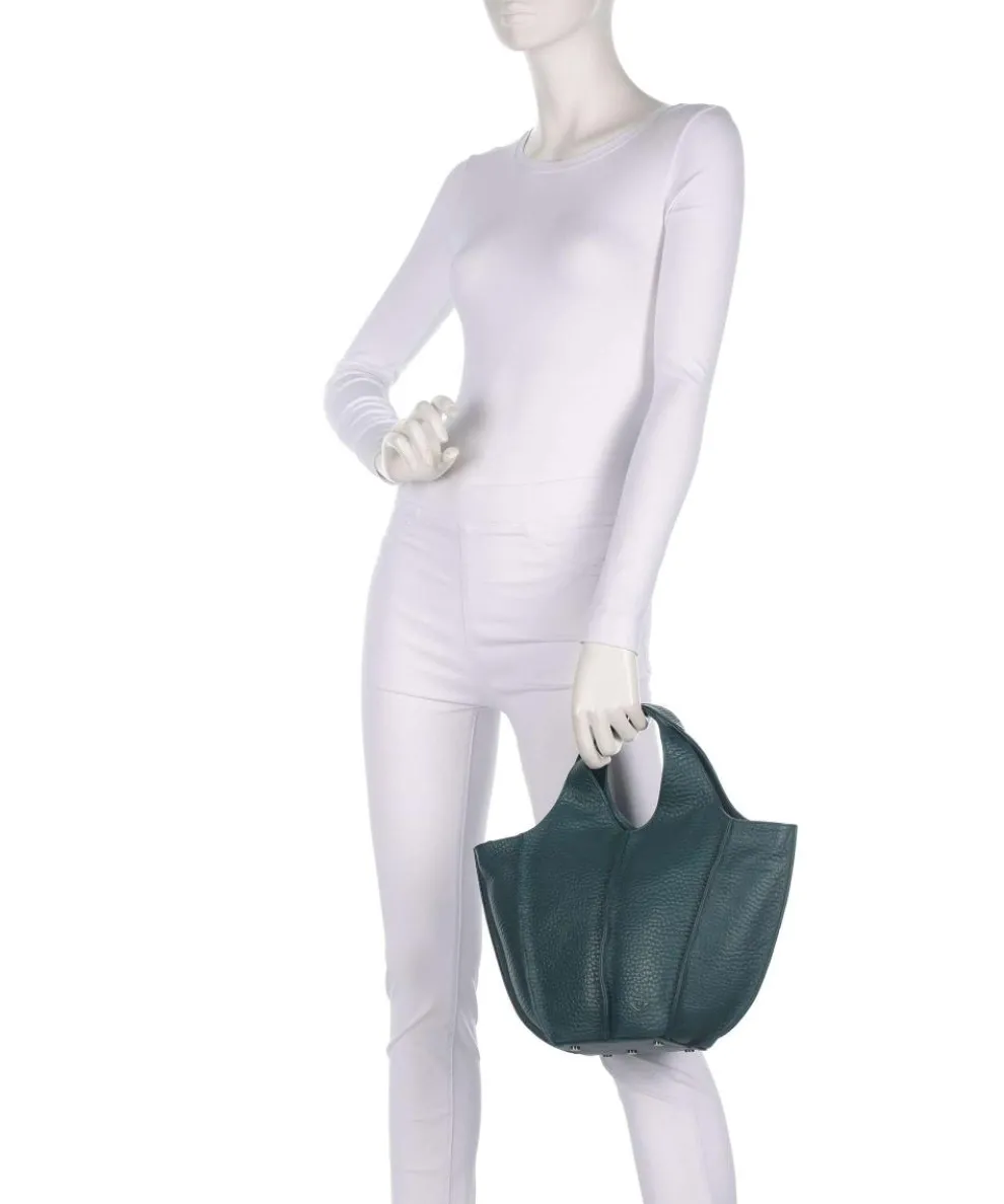 Hirsch Jela Handtasche genarbtes Leder petrol