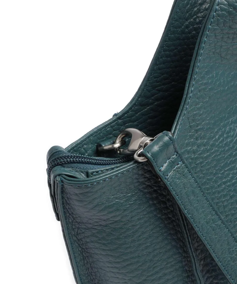 Hirsch Jela Handtasche genarbtes Leder petrol