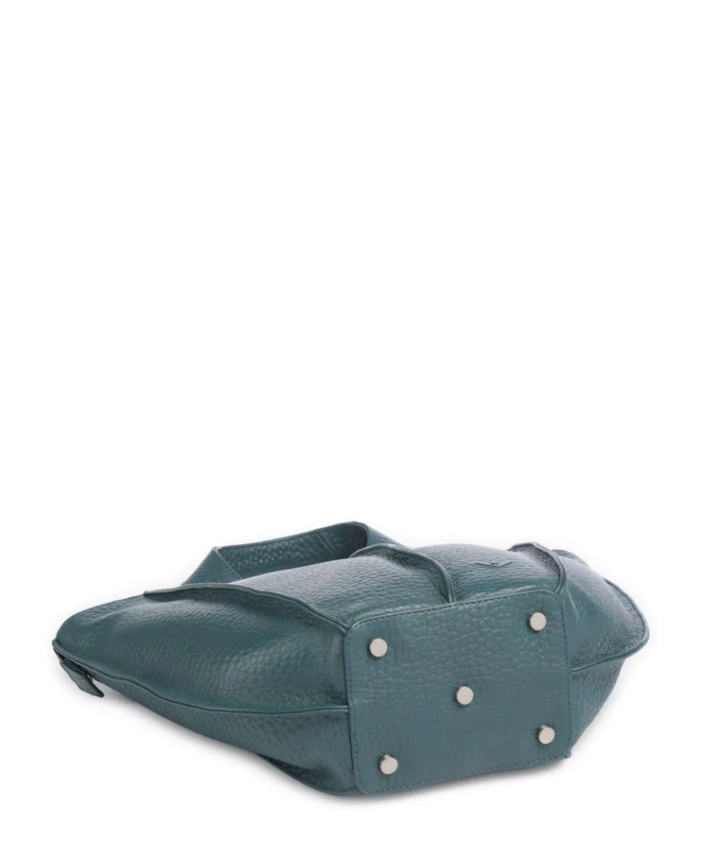 Hirsch Jela Handtasche genarbtes Leder petrol