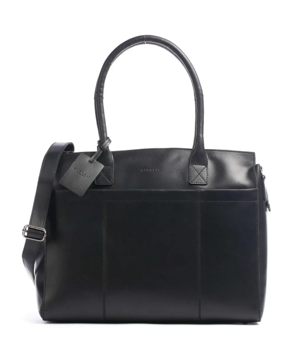 Vintage Doris Shopper 16″ glattes Rindsleder schwarz