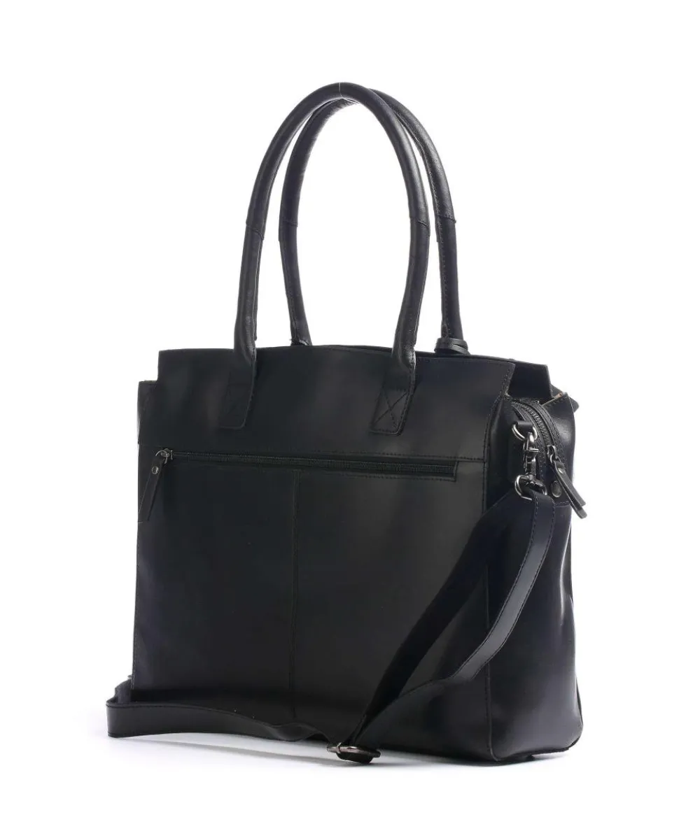 Vintage Doris Shopper 16″ glattes Rindsleder schwarz