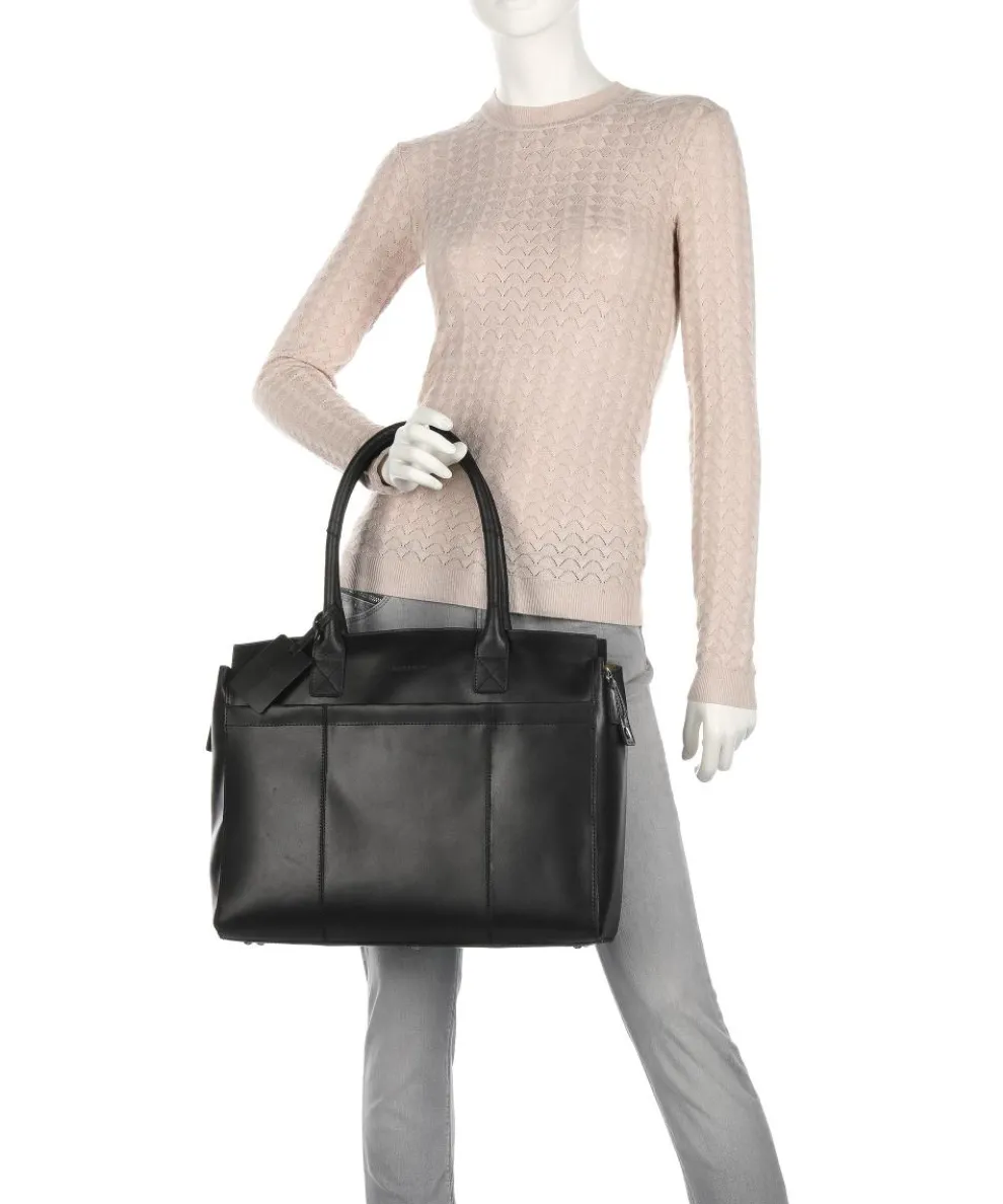 Vintage Doris Shopper 16″ glattes Rindsleder schwarz