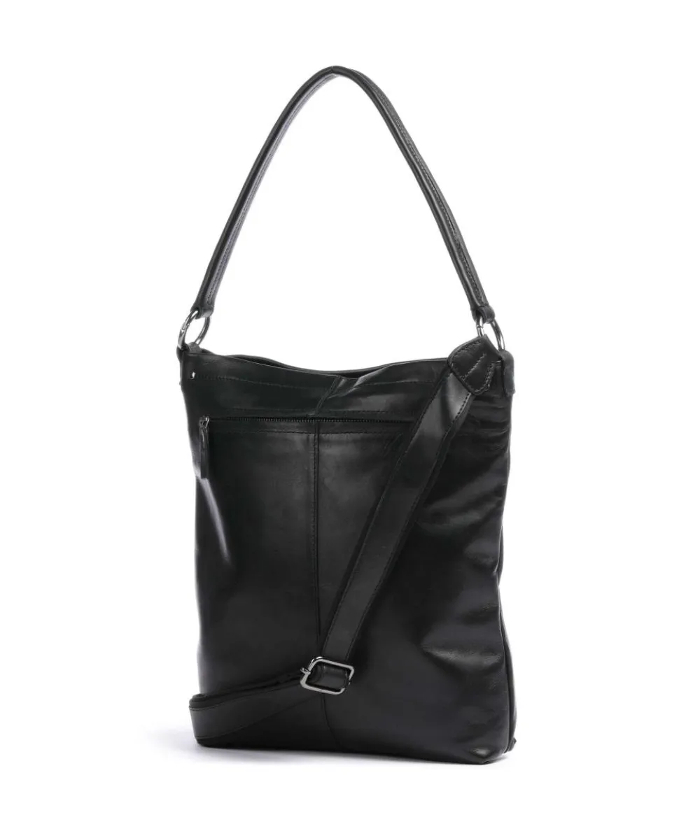 Caugio Beuteltasche fein genarbtes Rindsleder schwarz