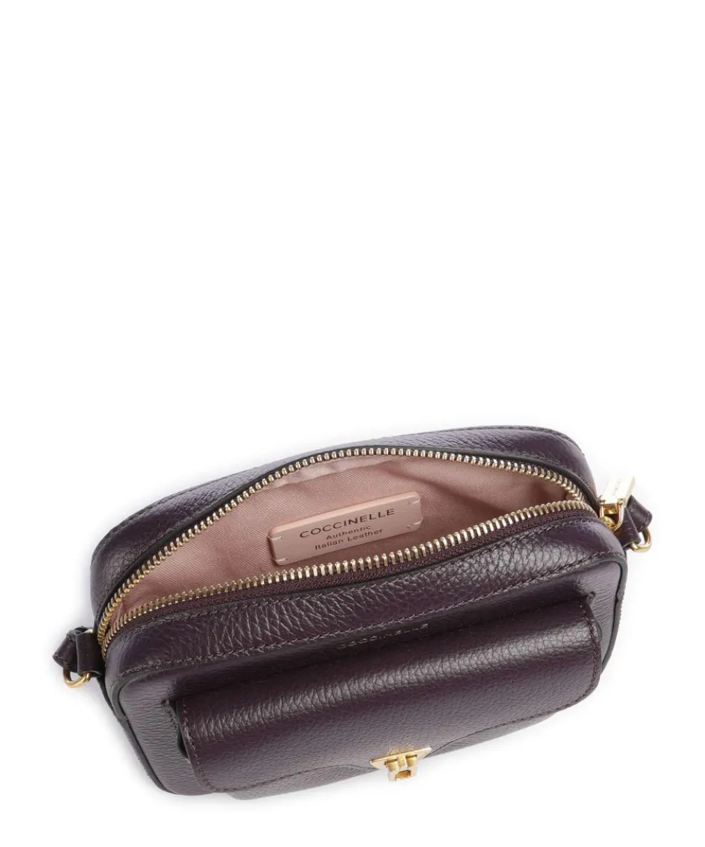 Beat Soft Umhängetasche genarbtes Leder pflaume