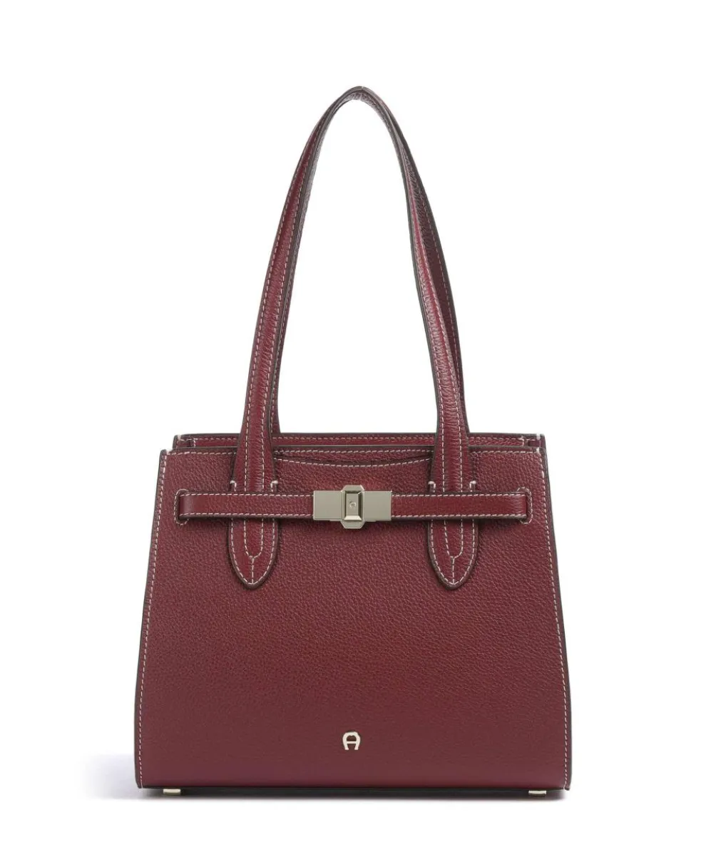 Farah M Schultertasche genarbtes Rindsleder wein