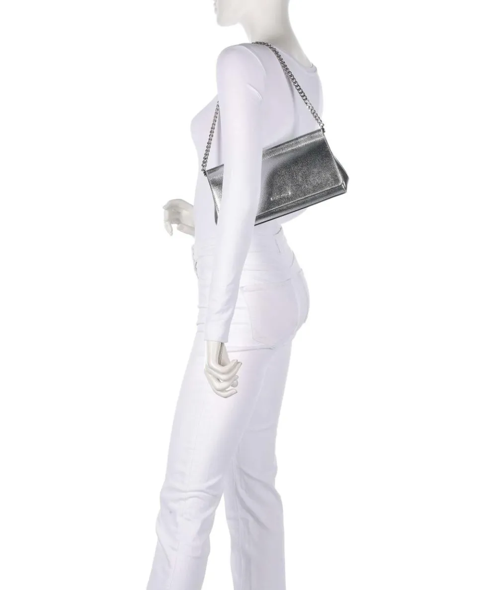 Carmine Schultertasche genarbtes Leder silber