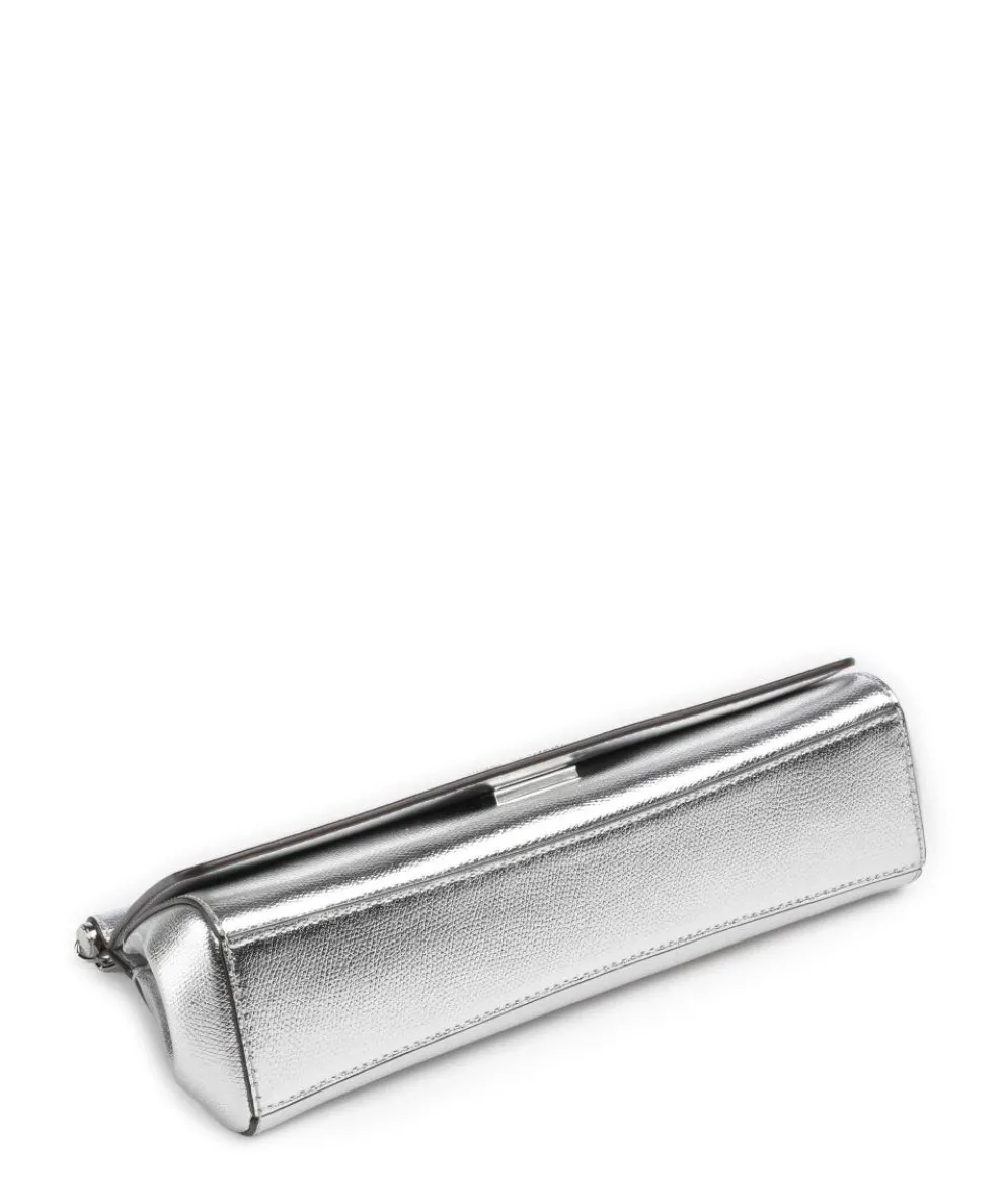 Carmine Schultertasche genarbtes Leder silber