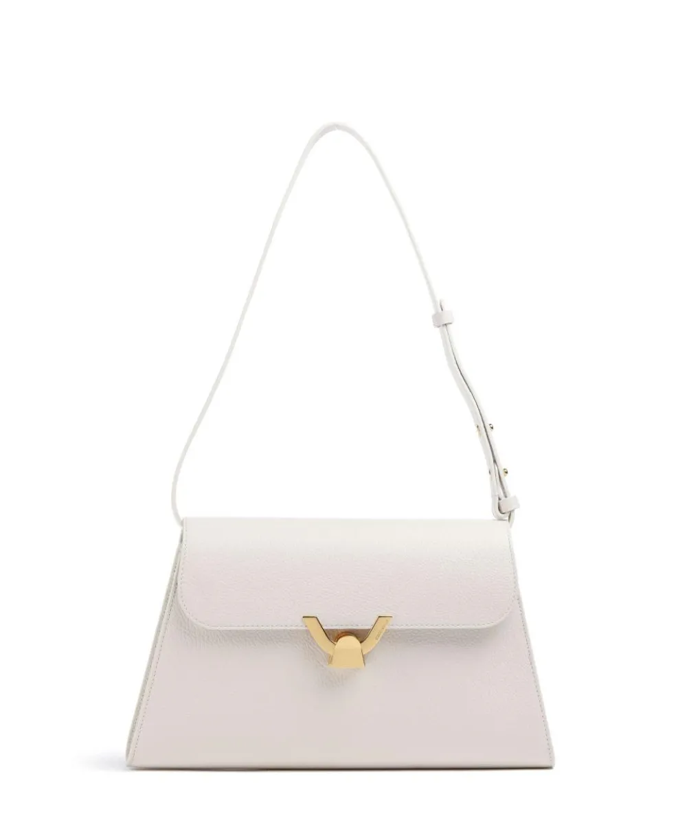 Dew Schultertasche genarbtes Leder weiß