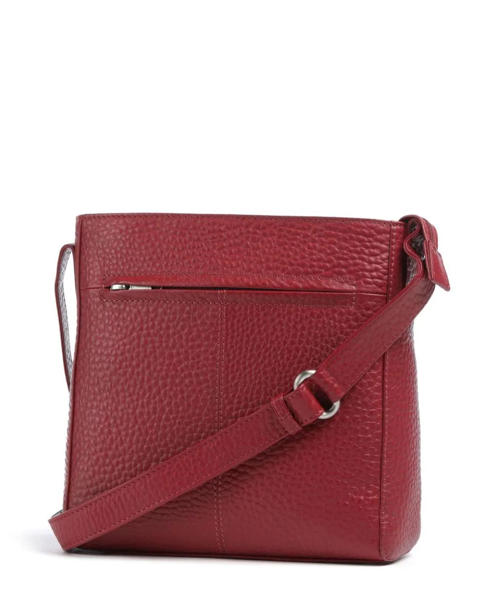 Hirsch Umhängetasche genarbtes Leder dunkelrot