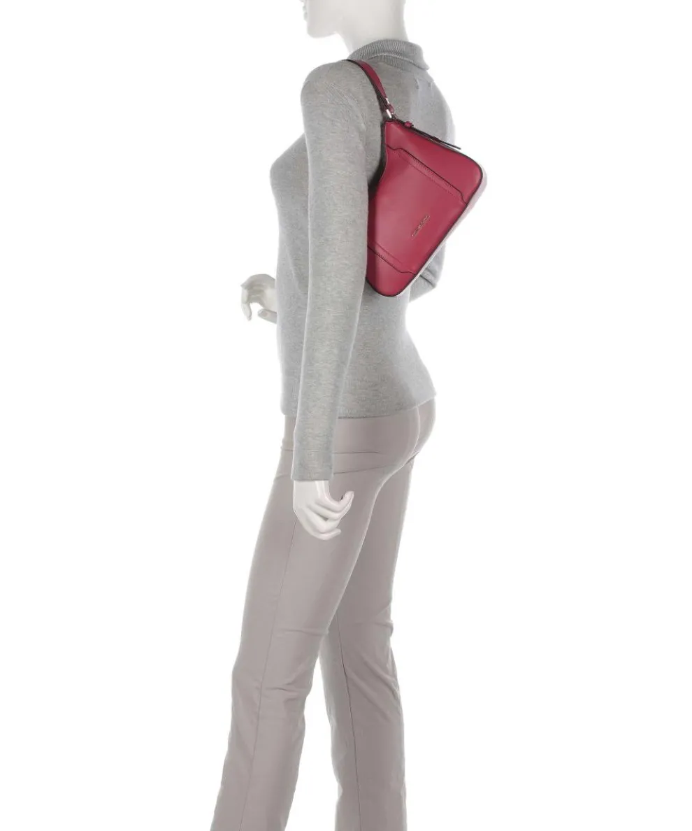 Circle Schultertasche genarbtes Rindsleder rot