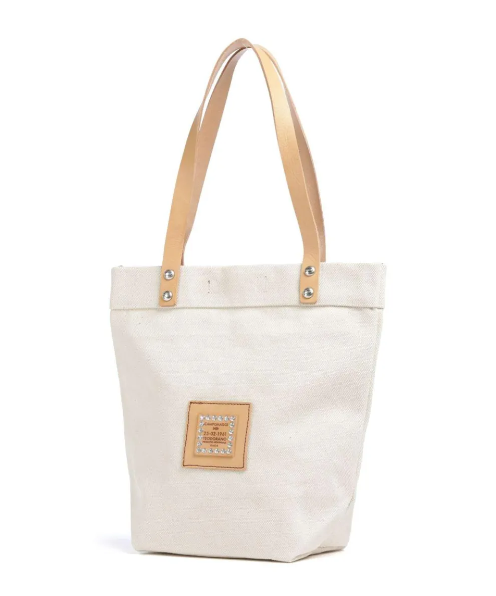 Schultertasche Canvas creme