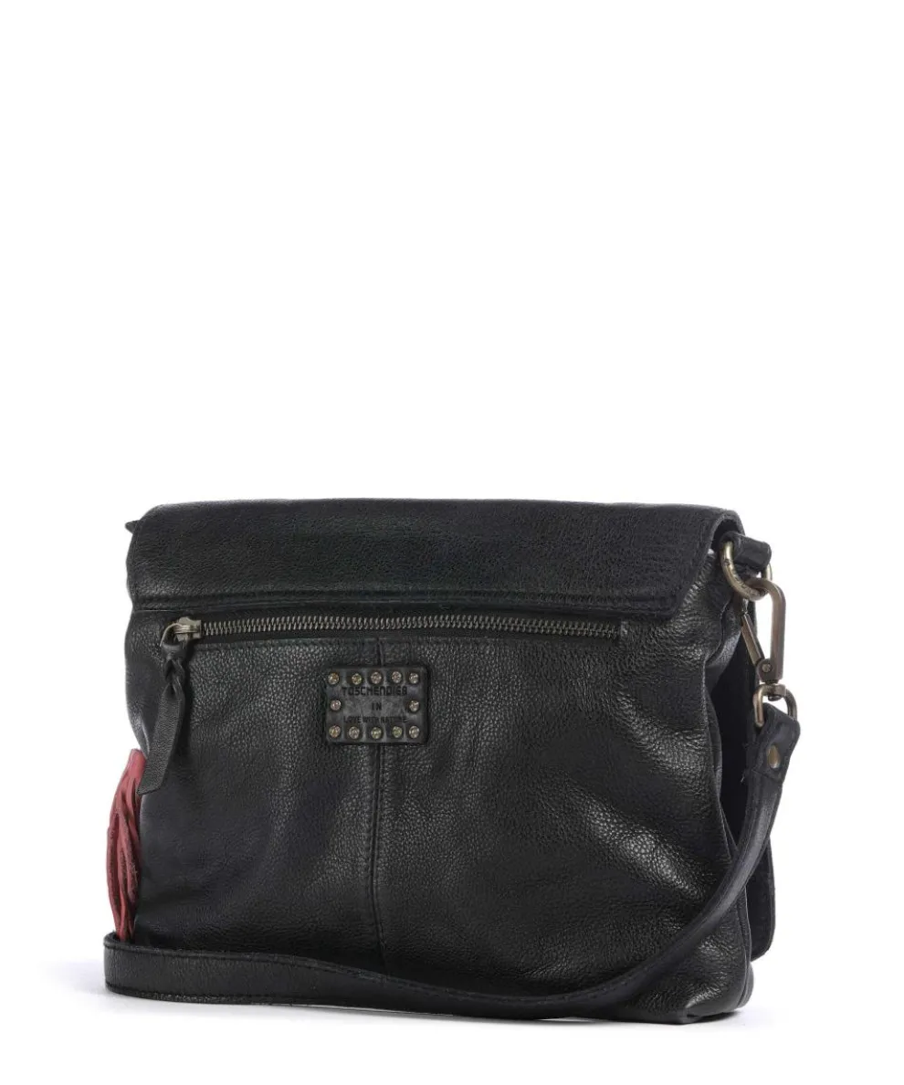 Herzweg 3 Umhängetasche genarbtes Leder schwarz