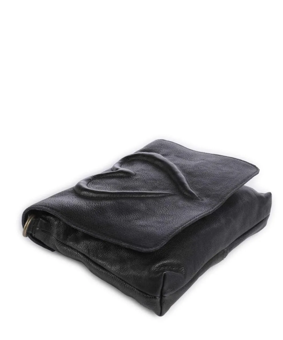 Herzweg 3 Umhängetasche genarbtes Leder schwarz