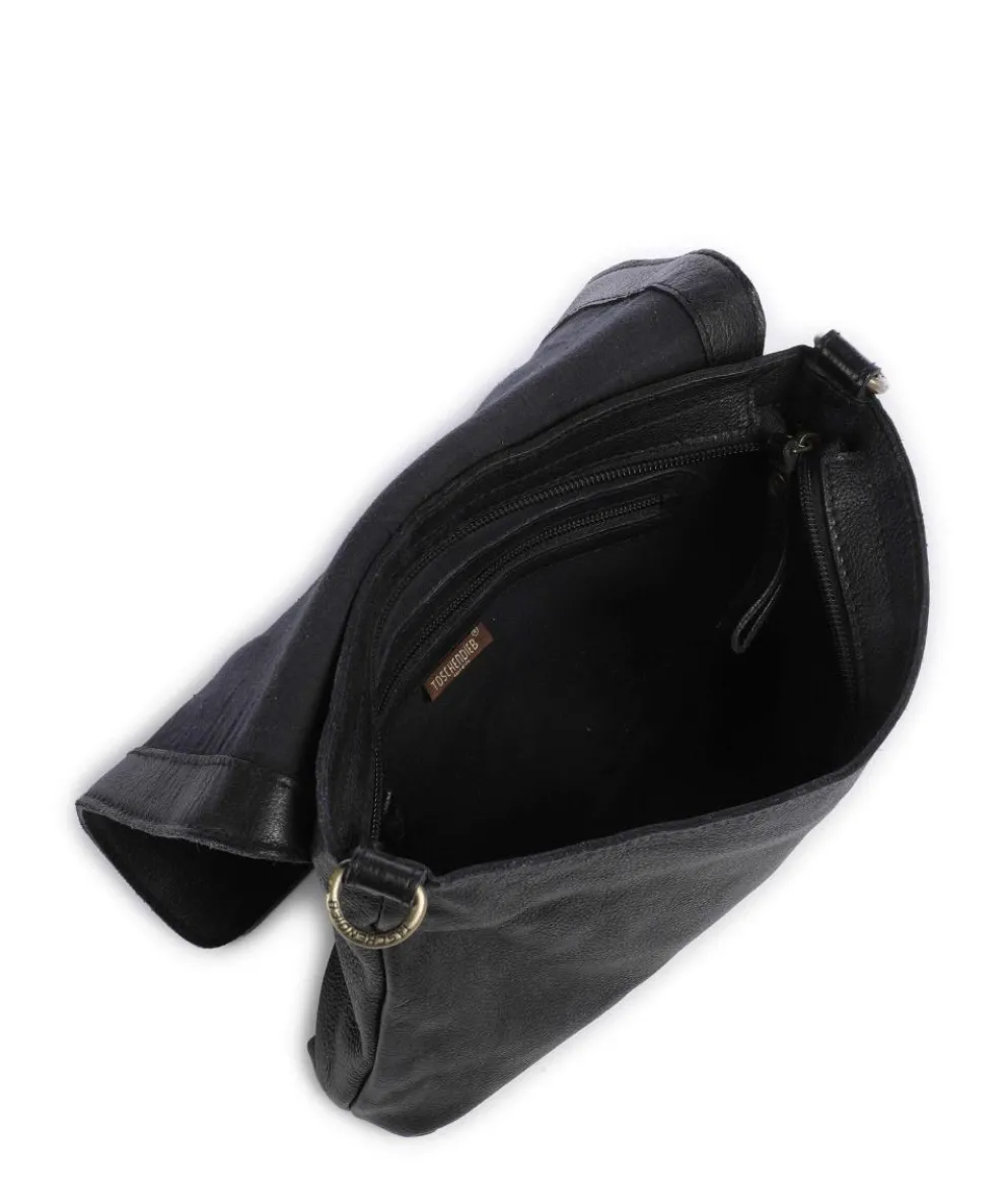 Herzweg 3 Umhängetasche genarbtes Leder schwarz