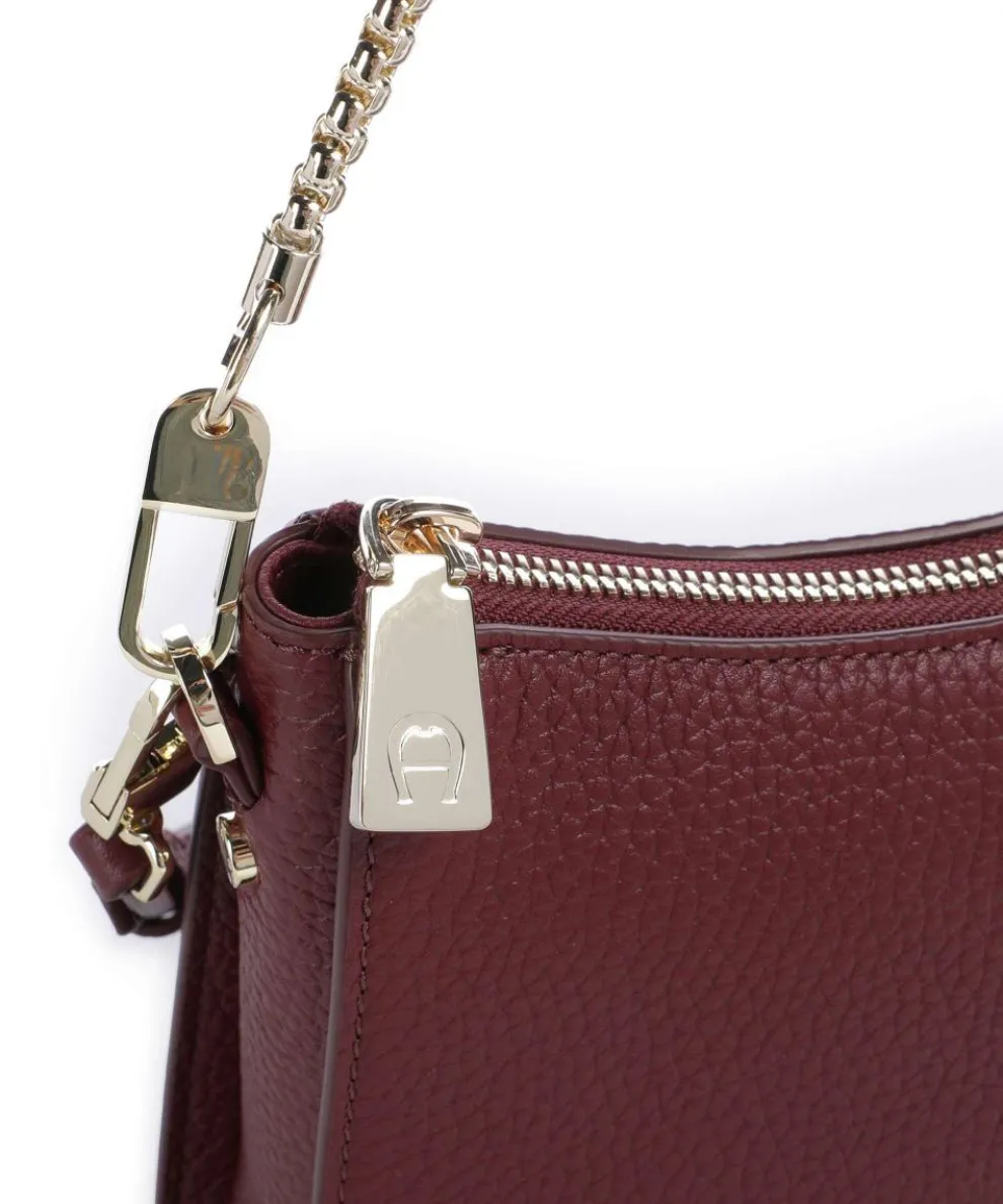 Ivy S Schultertasche genarbtes Rindsleder dunkelrot