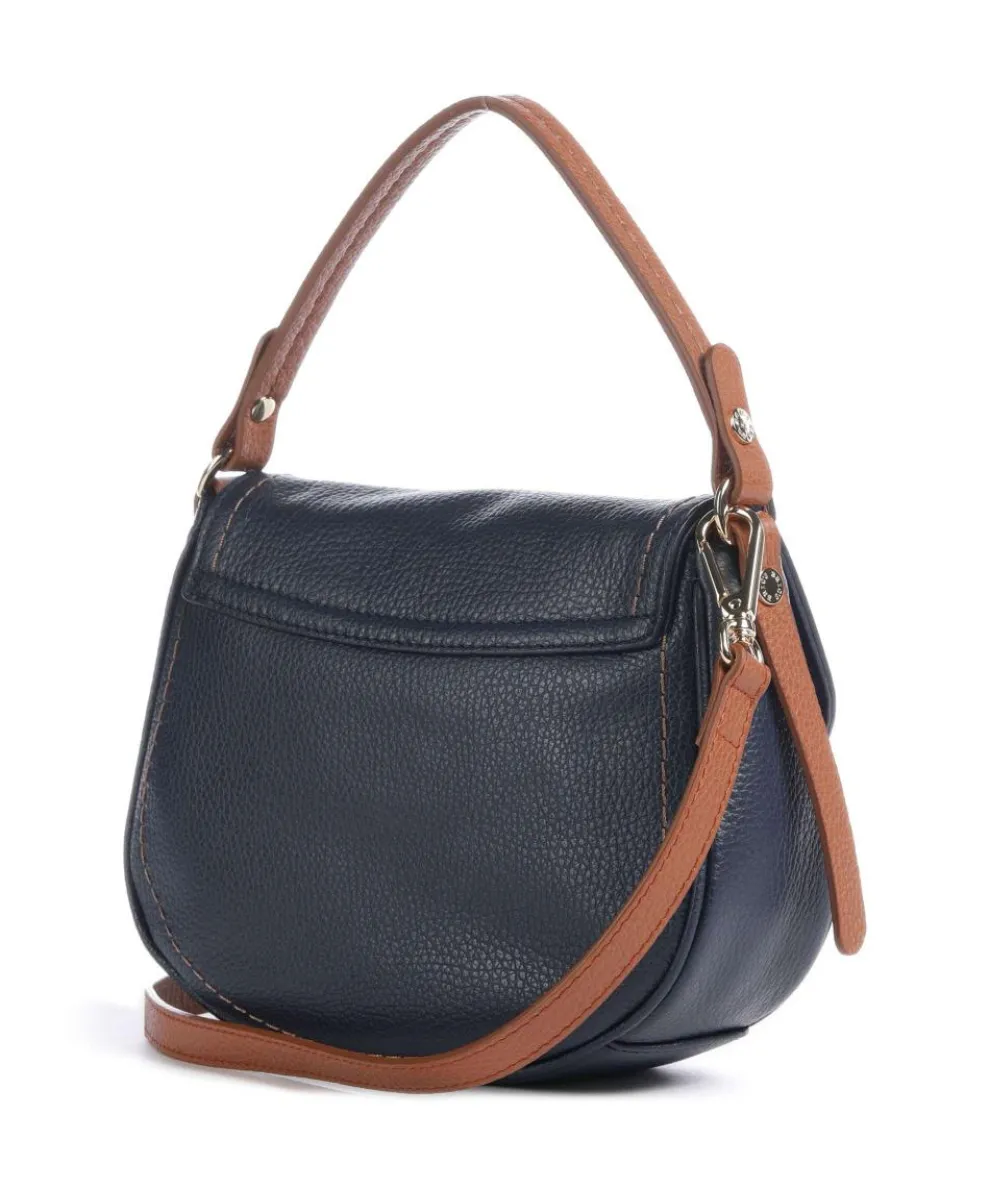 Gondola Stella mini Schultertasche genarbtes Leder dunkelblau