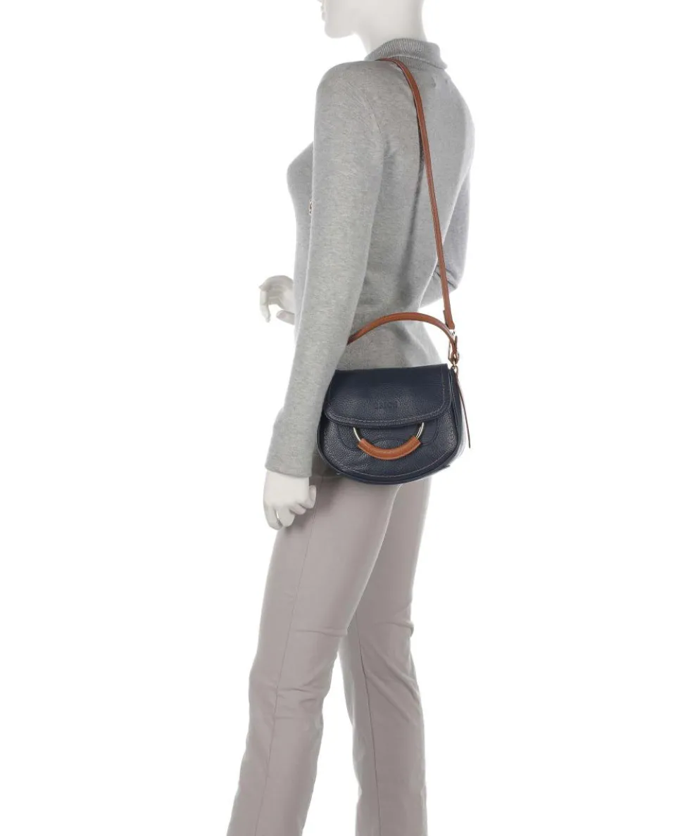 Gondola Stella mini Schultertasche genarbtes Leder dunkelblau