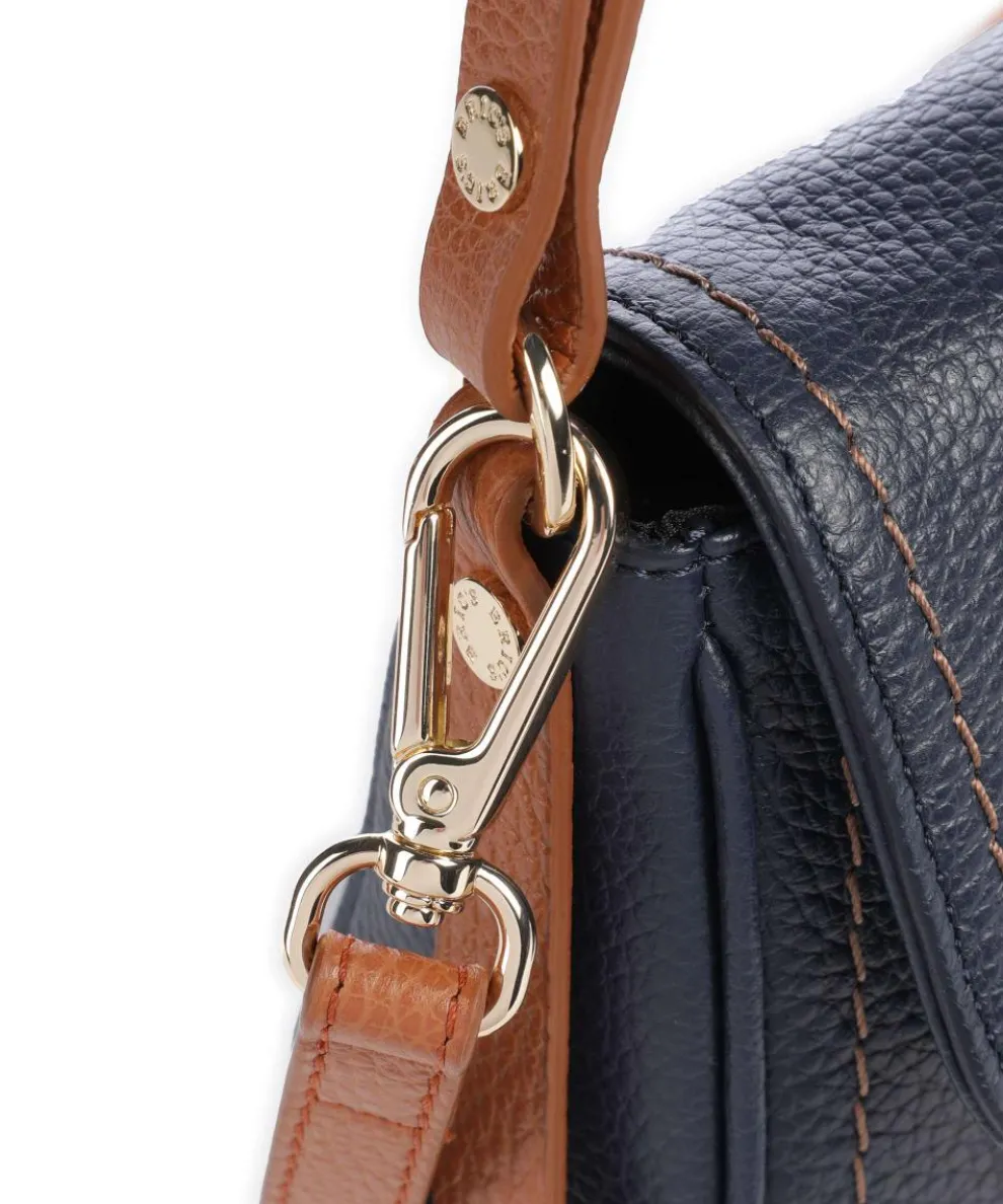 Gondola Stella mini Schultertasche genarbtes Leder dunkelblau