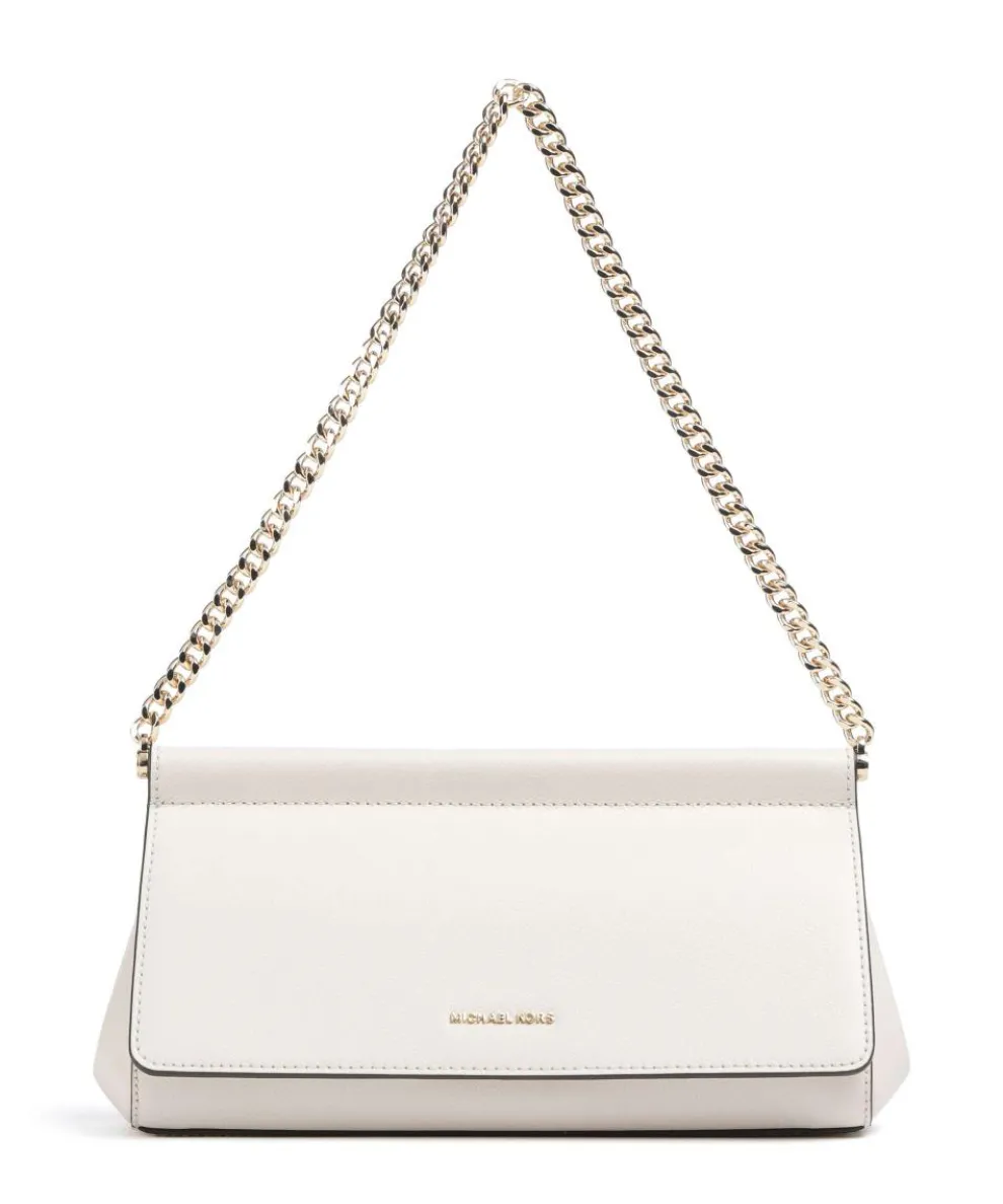 Carmine Medium Schultertasche genarbtes Leder creme