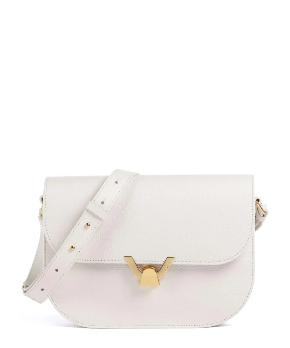 Dew Schultertasche genarbtes Leder weiß