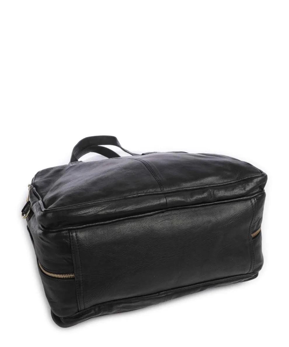 Golden Chic Schultertasche genarbtes Leder schwarz