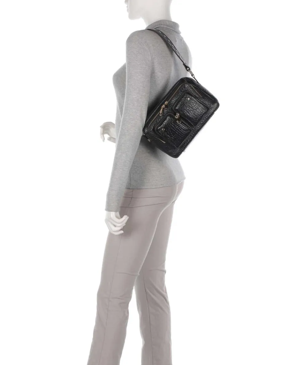 New Zealand Ellie Schultertasche genarbtes Leder schwarz