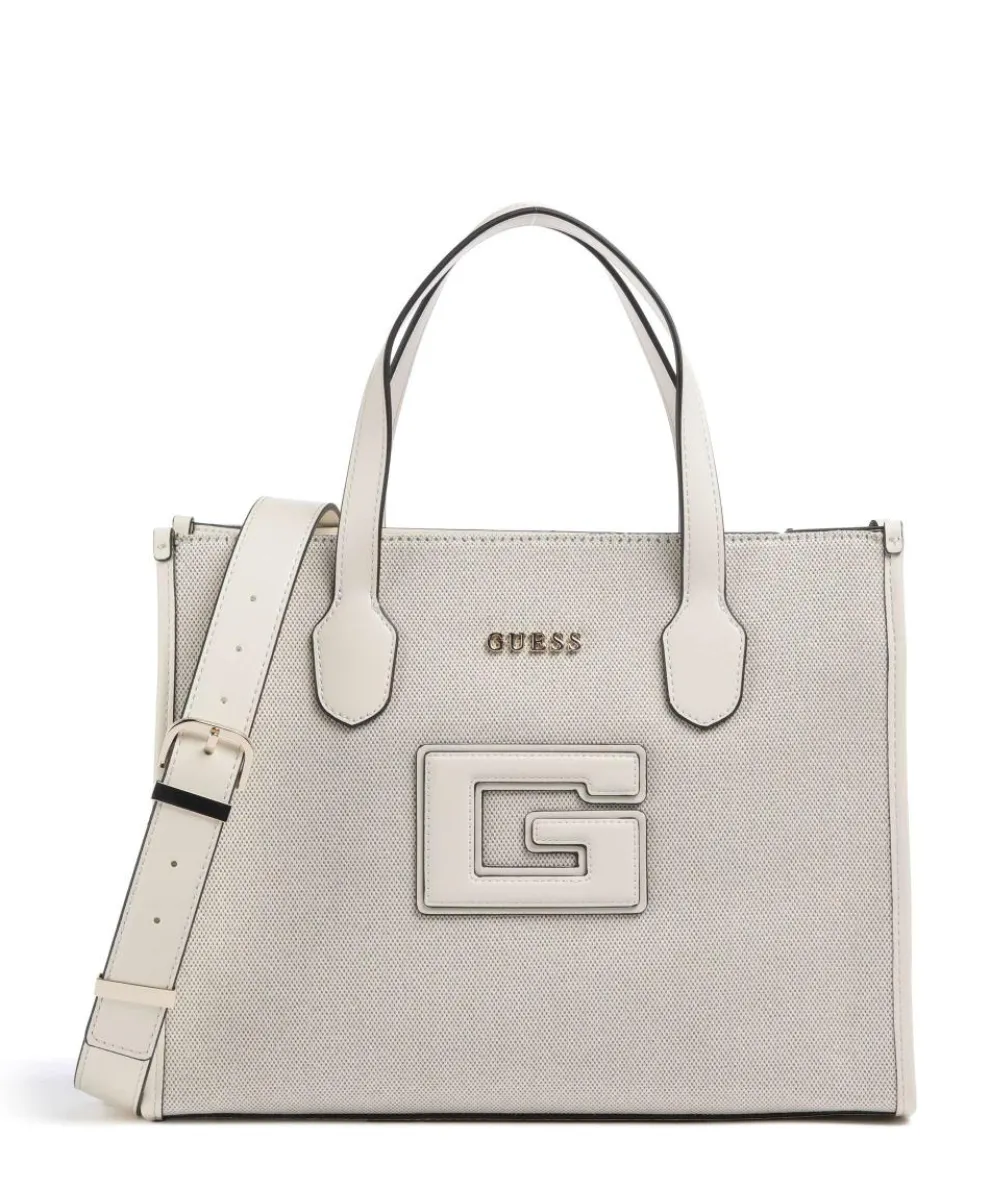 G Status Handtasche Polyester, Canvas beige/weiß