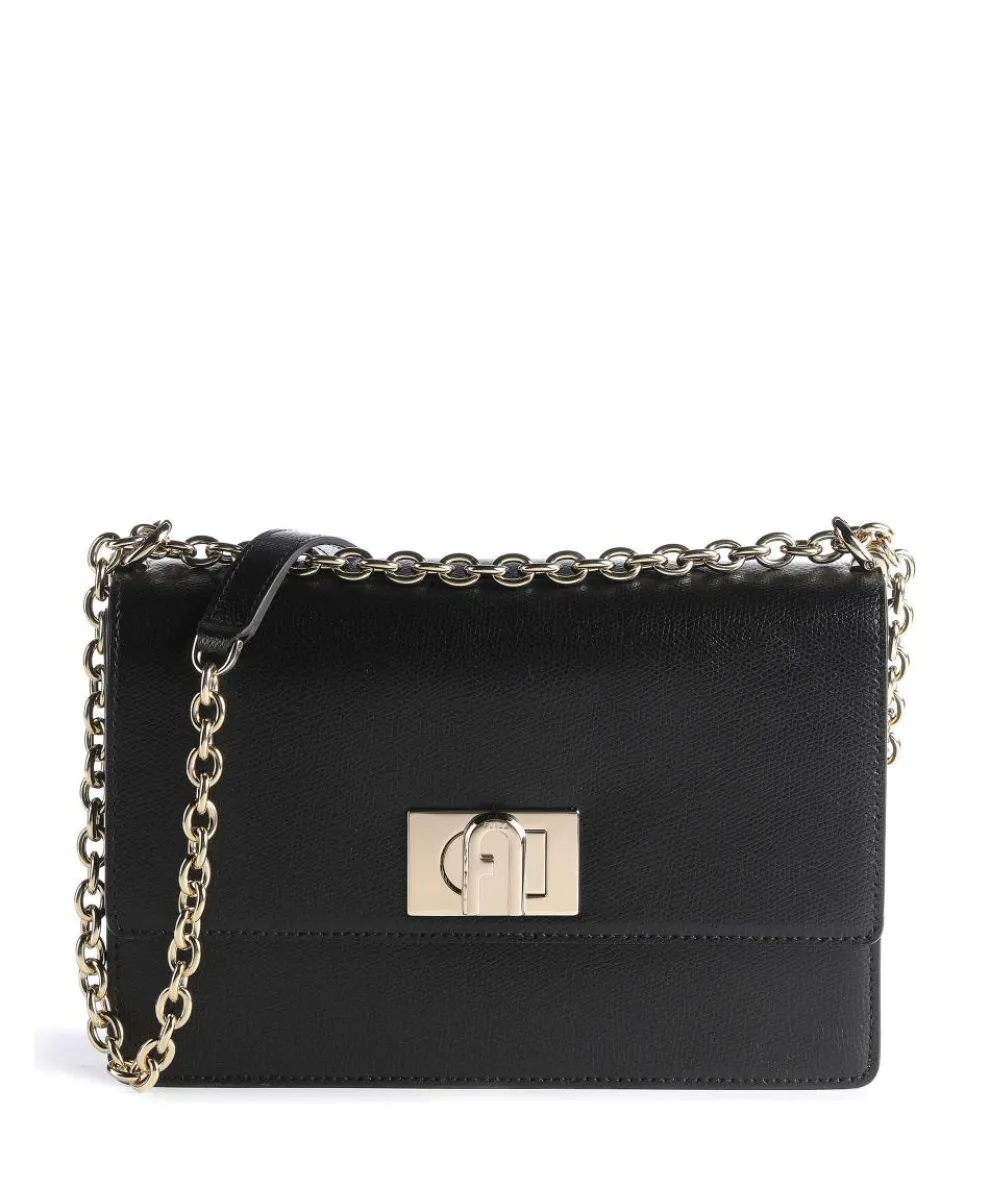 1927 S Schultertasche genarbtes Leder schwarz