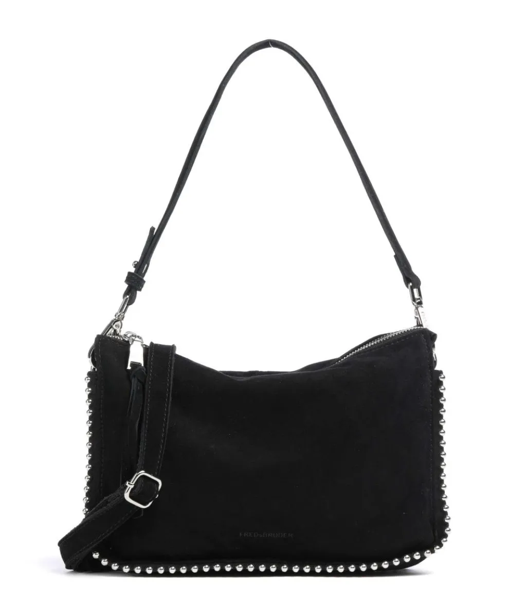 All About Beads Schultertasche aufgerautes Leder schwarz