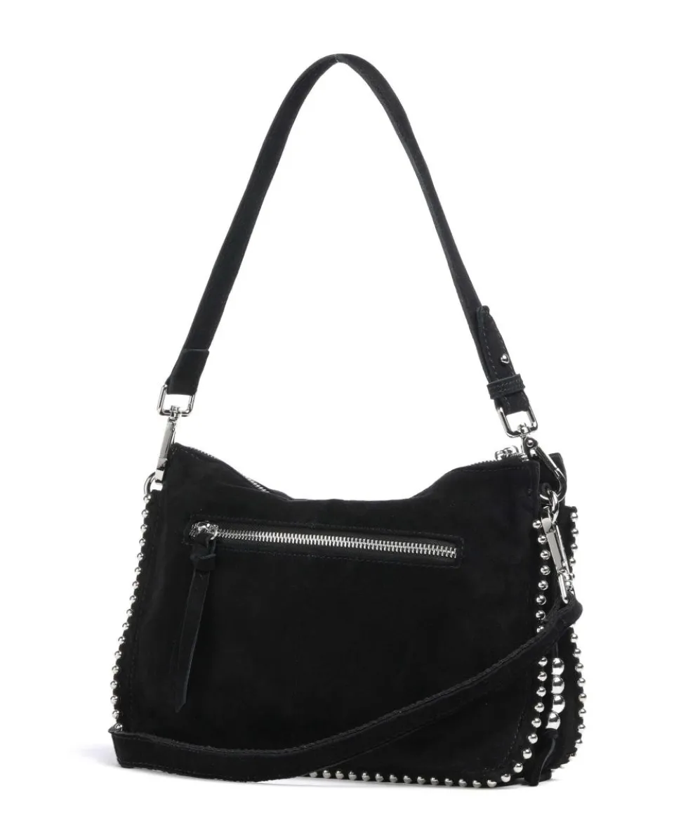 All About Beads Schultertasche aufgerautes Leder schwarz