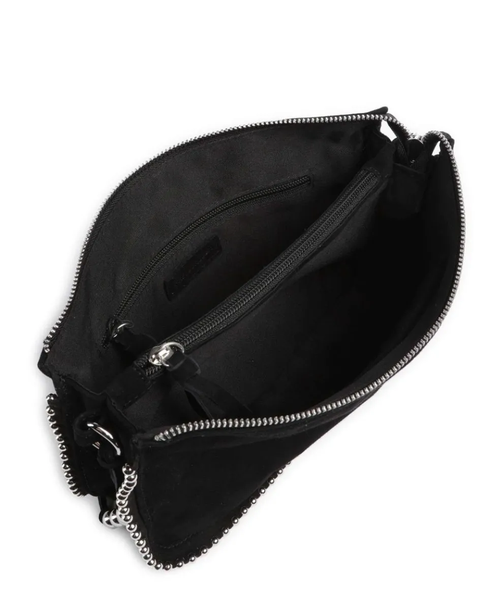 All About Beads Schultertasche aufgerautes Leder schwarz
