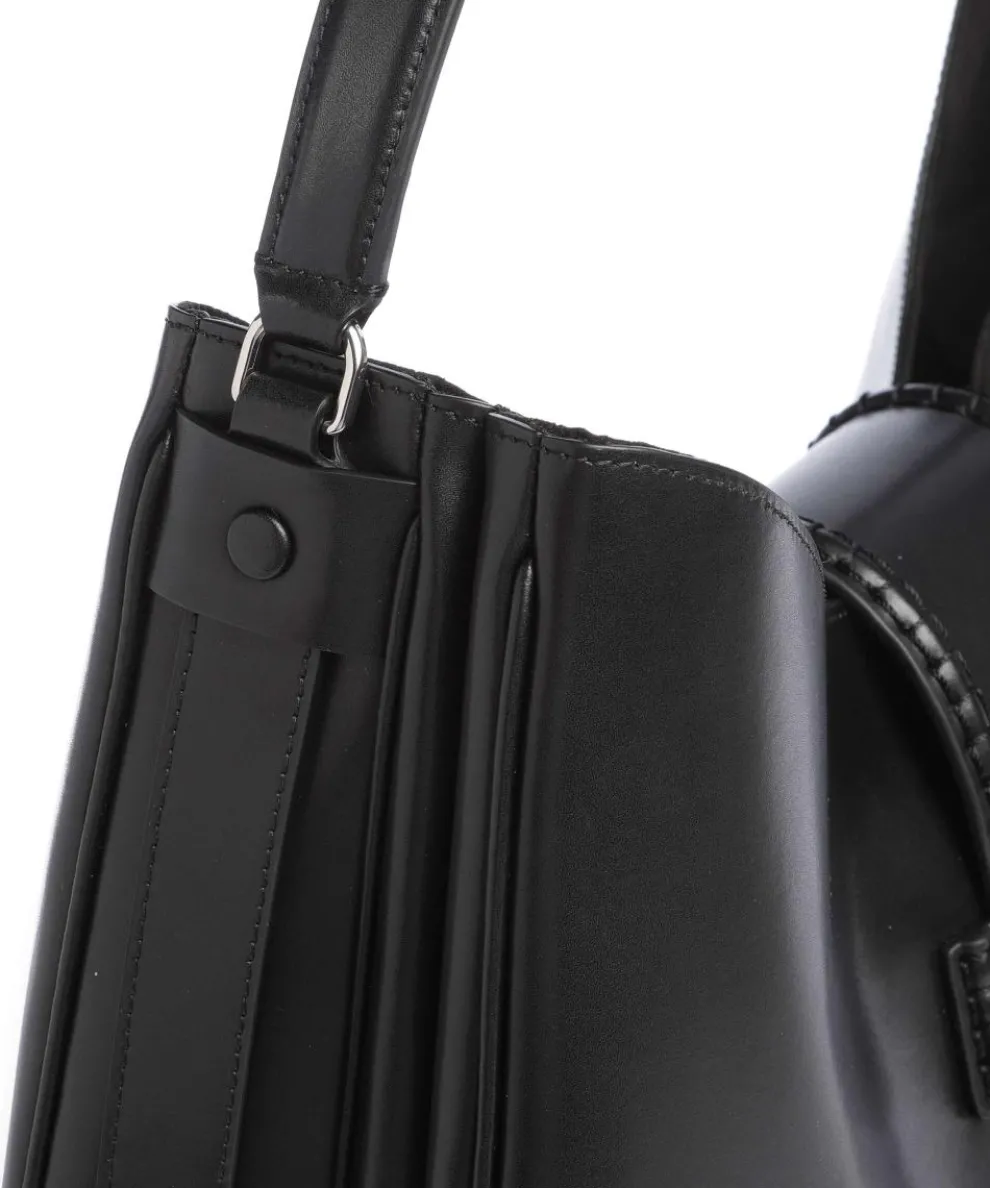 Mina Beuteltasche fein genarbtes Rindsleder schwarz