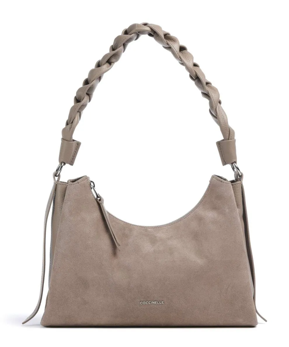 Boheme Suede Schultertasche aufgerautes Rindsleder taupe