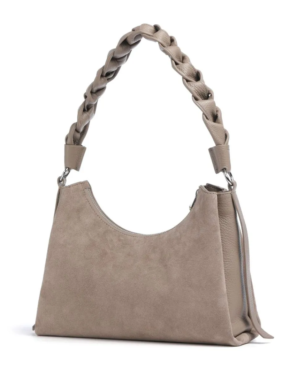 Boheme Suede Schultertasche aufgerautes Rindsleder taupe