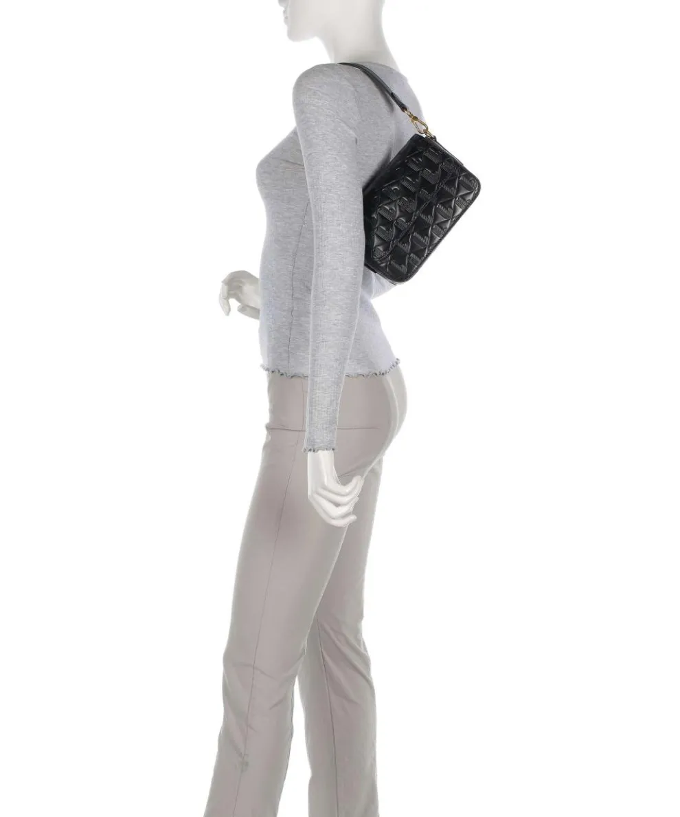 Maheki Schultertasche geprägtes Rindsleder schwarz