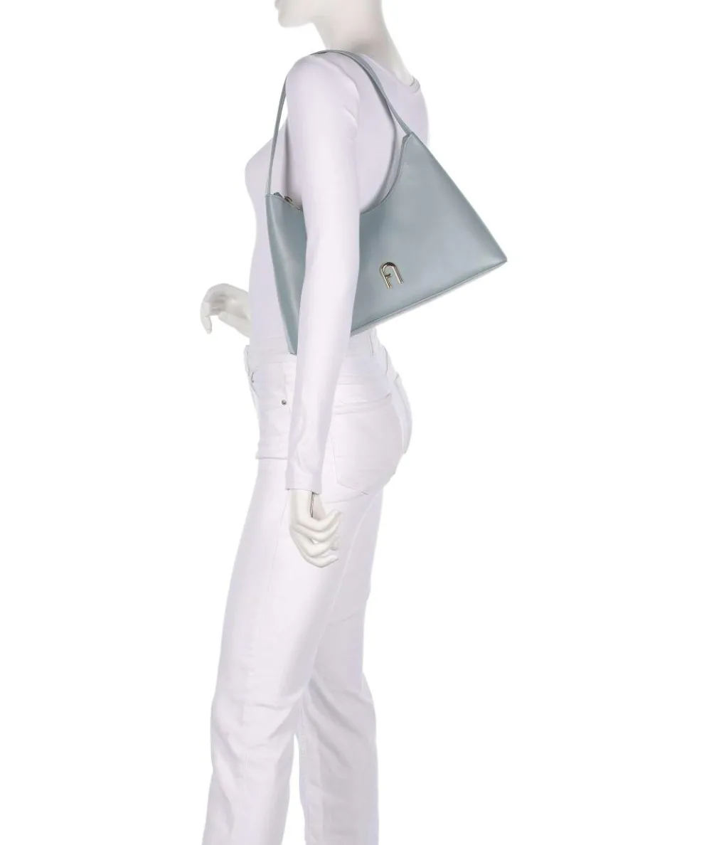 Diamante S Schultertasche Leder blaugrau