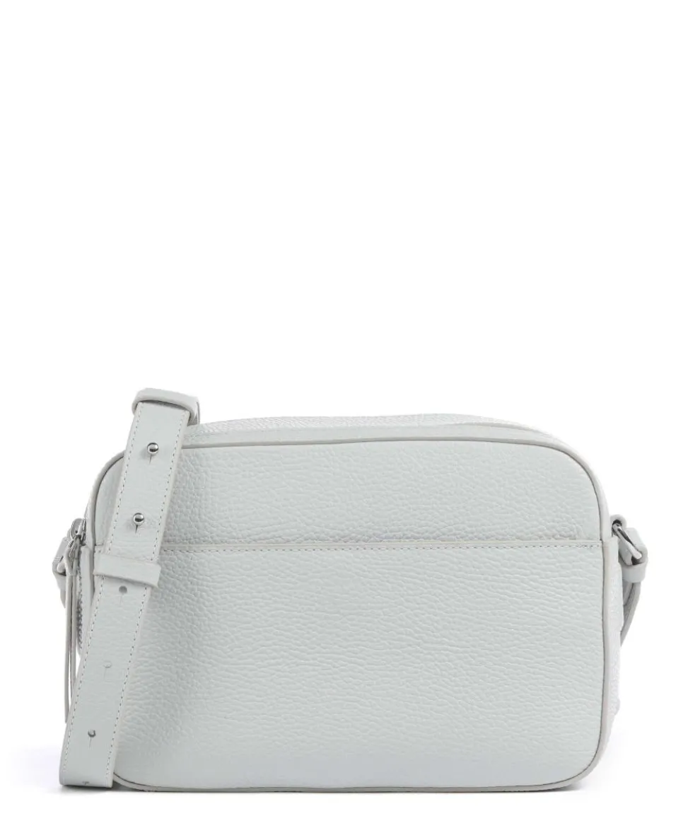 Myrtha Maxi Logo Umhängetasche genarbtes Rindsleder hellblau