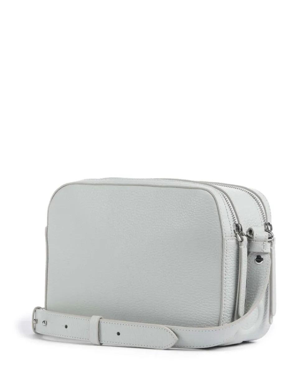 Myrtha Maxi Logo Umhängetasche genarbtes Rindsleder hellblau