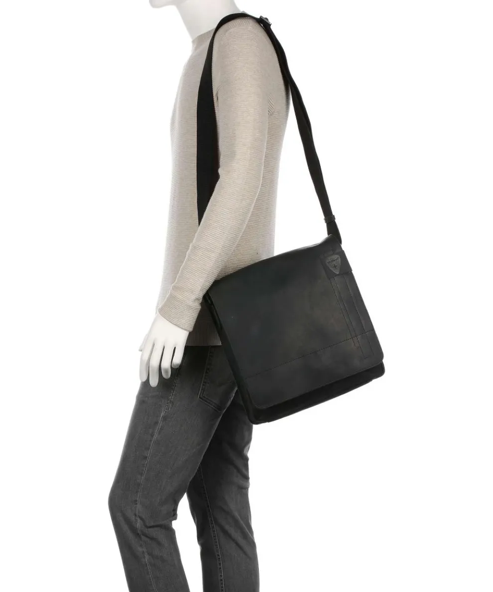 Richmond Schultertasche Leder schwarz