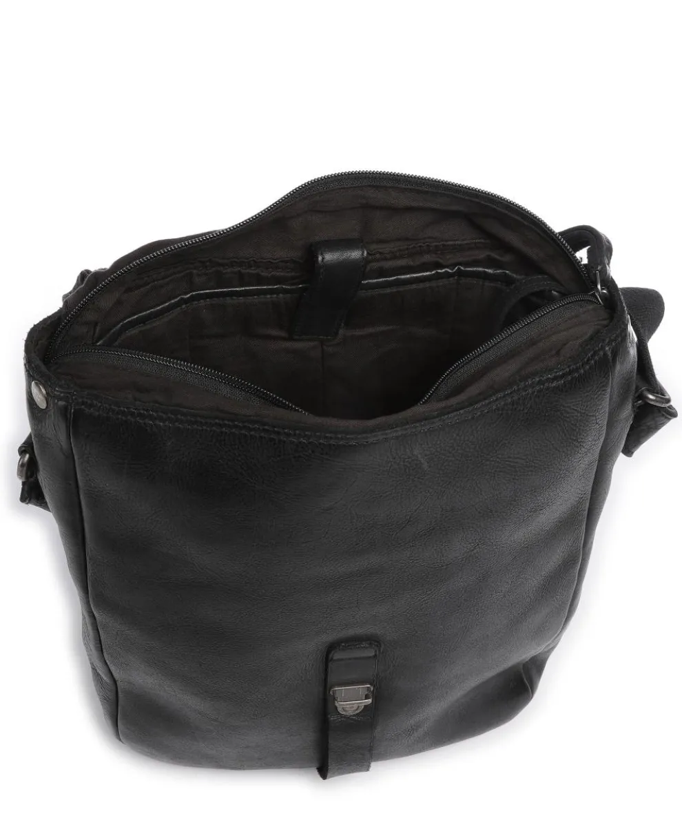 Barbershop Verdi Umhängetasche genarbtes Leder schwarz