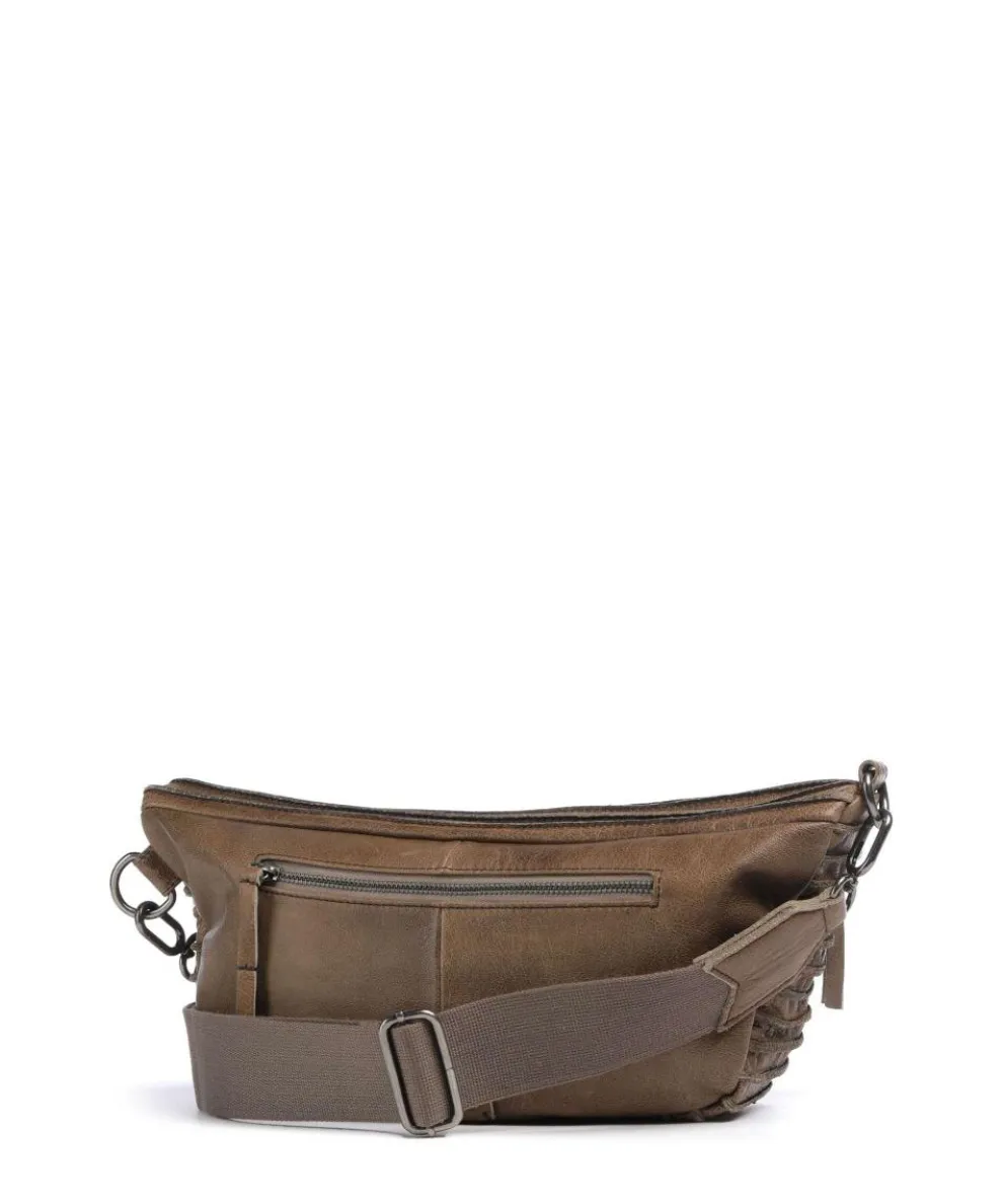 Check My Bag mini Umhängetasche genarbtes Leder olivgrün