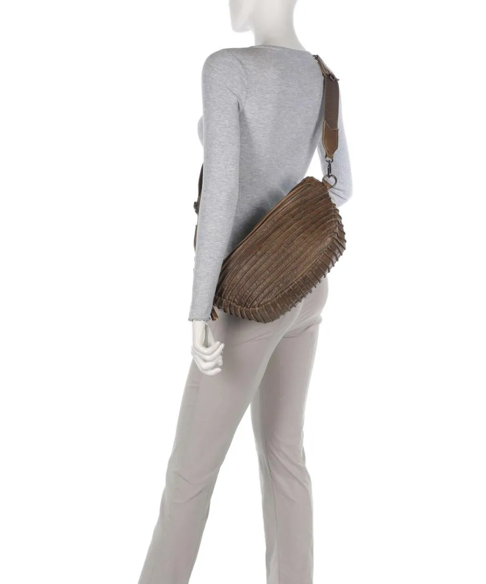 Check My Bag mini Umhängetasche genarbtes Leder olivgrün