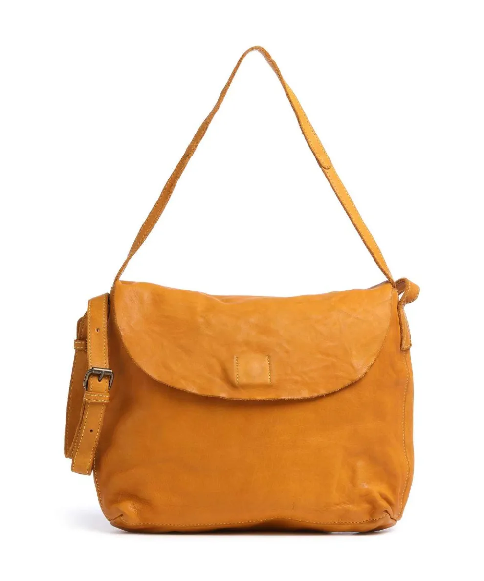Submarine Schultertasche genarbtes Rindsleder ocker