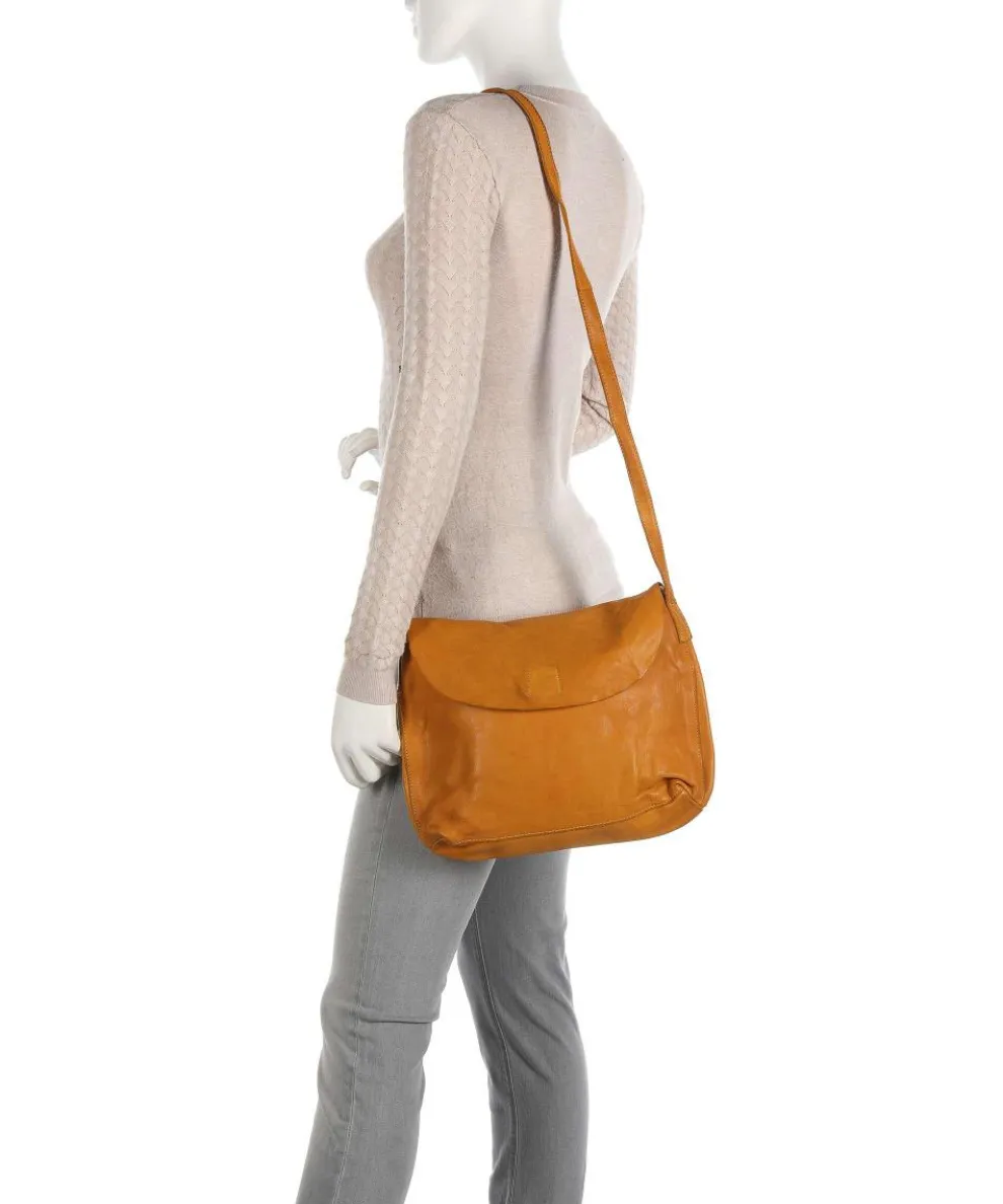 Submarine Schultertasche genarbtes Rindsleder ocker