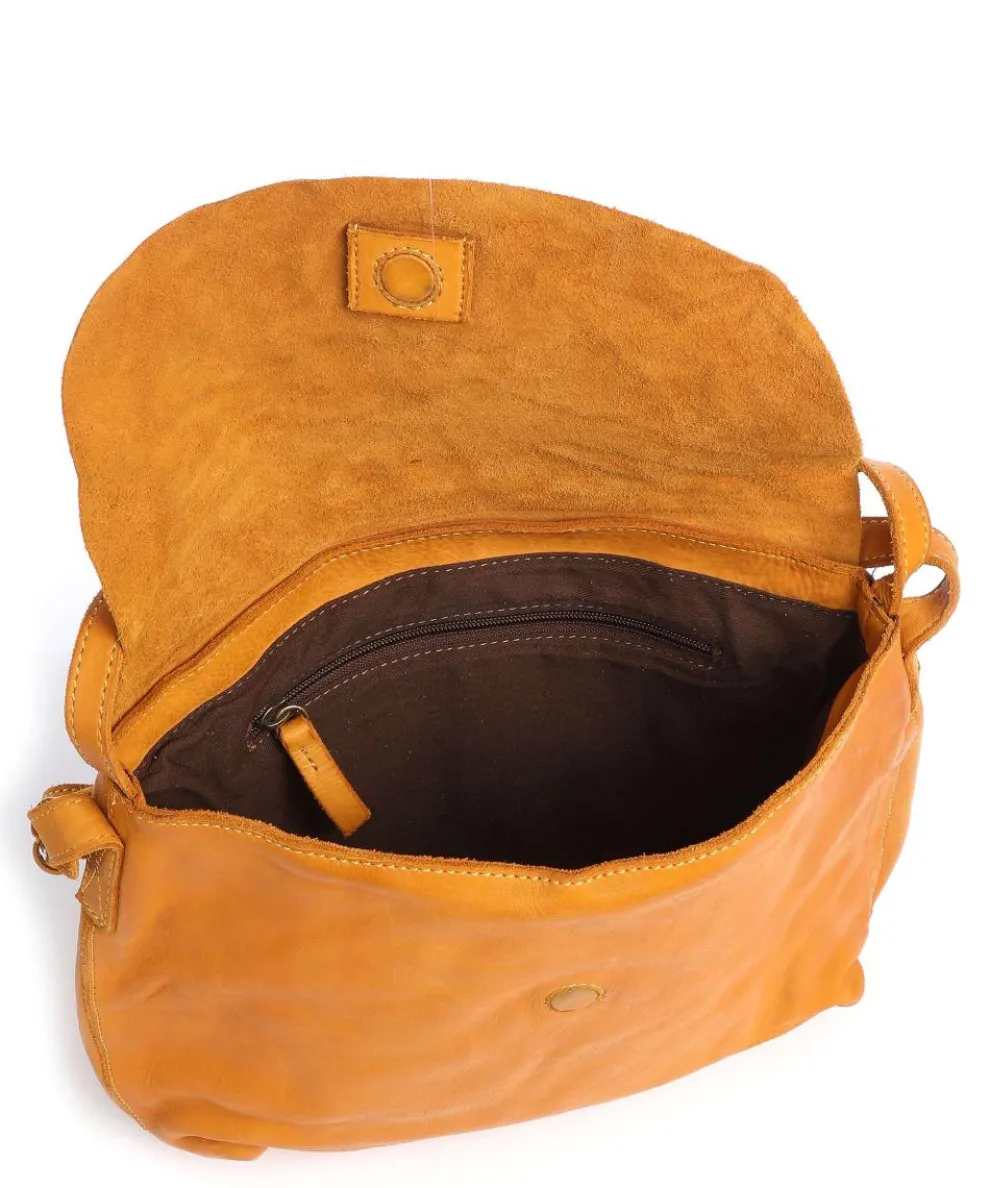 Submarine Schultertasche genarbtes Rindsleder ocker
